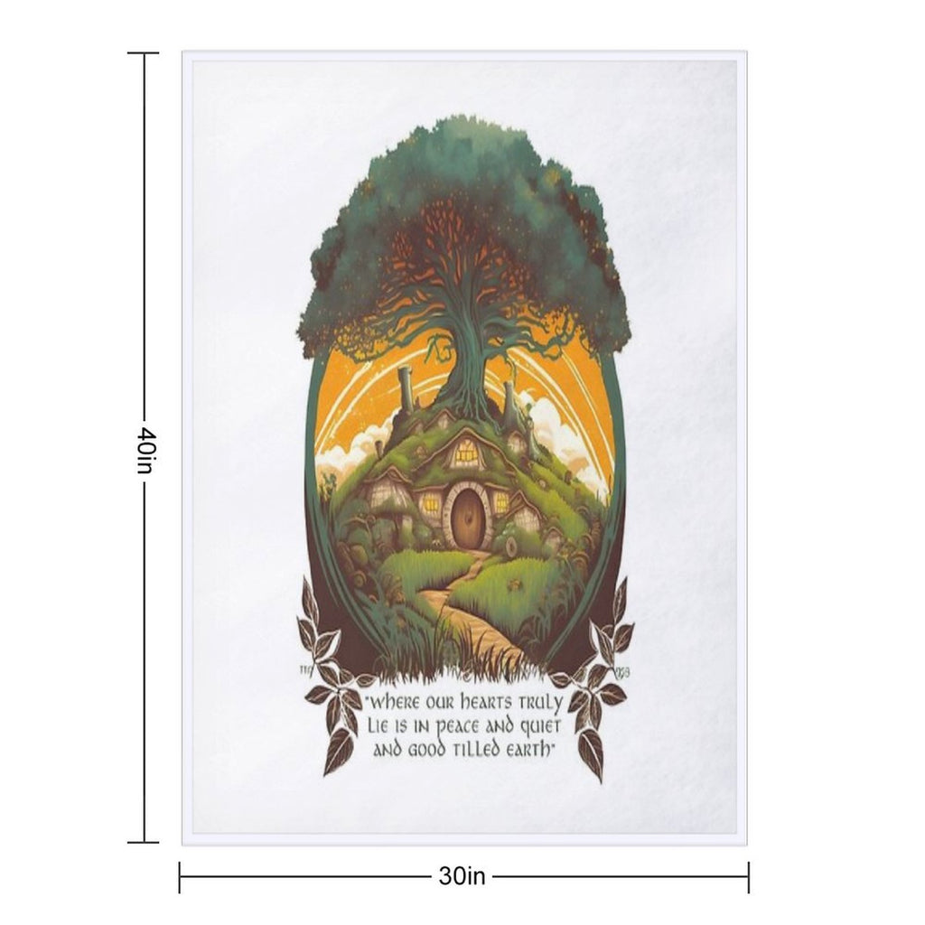 Round Doors Under A Tree - Fantasy Shrink-resistant Throw Blanket