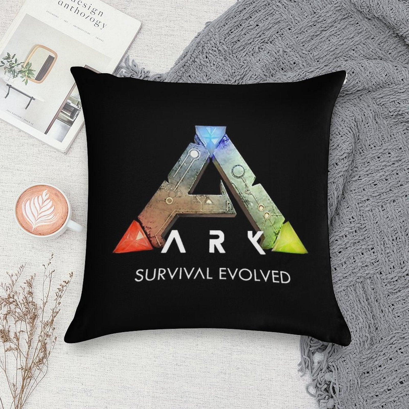 Ark Survival Evolved ( Black ) Soft Hidden Zipper Throw Pillow