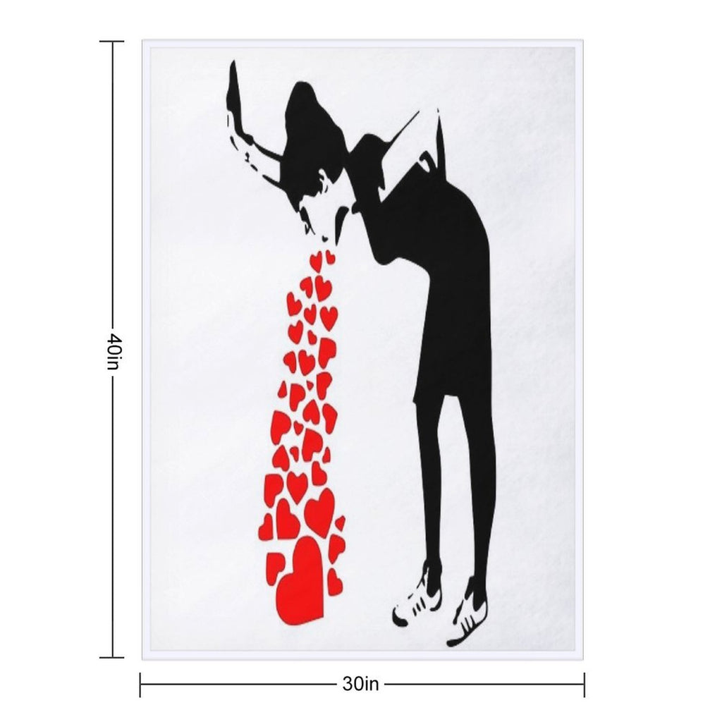 Love Sick Banksy Stencil Easy Care Throw Blanket