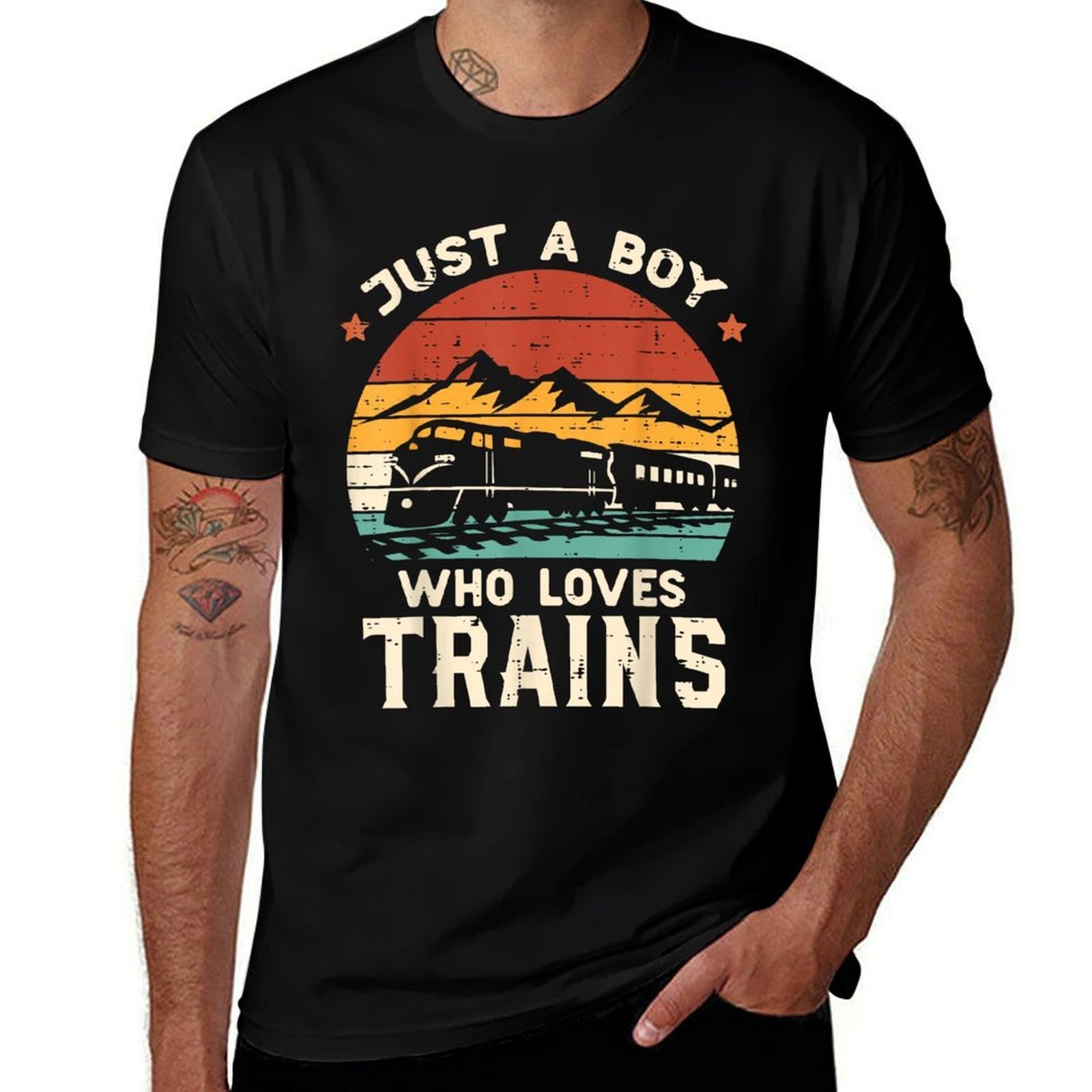 Boy Who Loves Trains Retro Locomotive Boys Kids Toddler Men  Eco-friendly Material T-Shirt