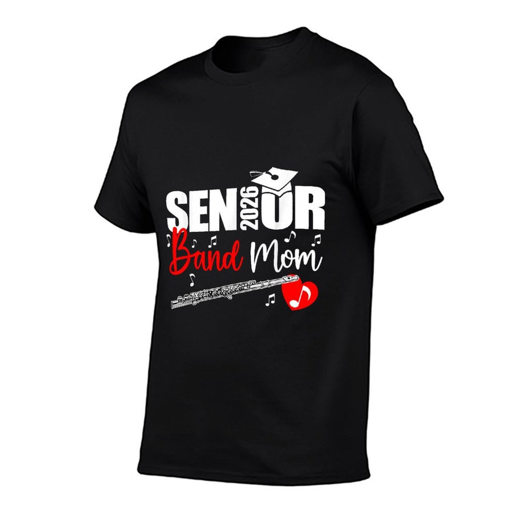 Senior Band Mom 2026 Marching Band Class of 2026 Flute  Ribbed Collar T-Shirt