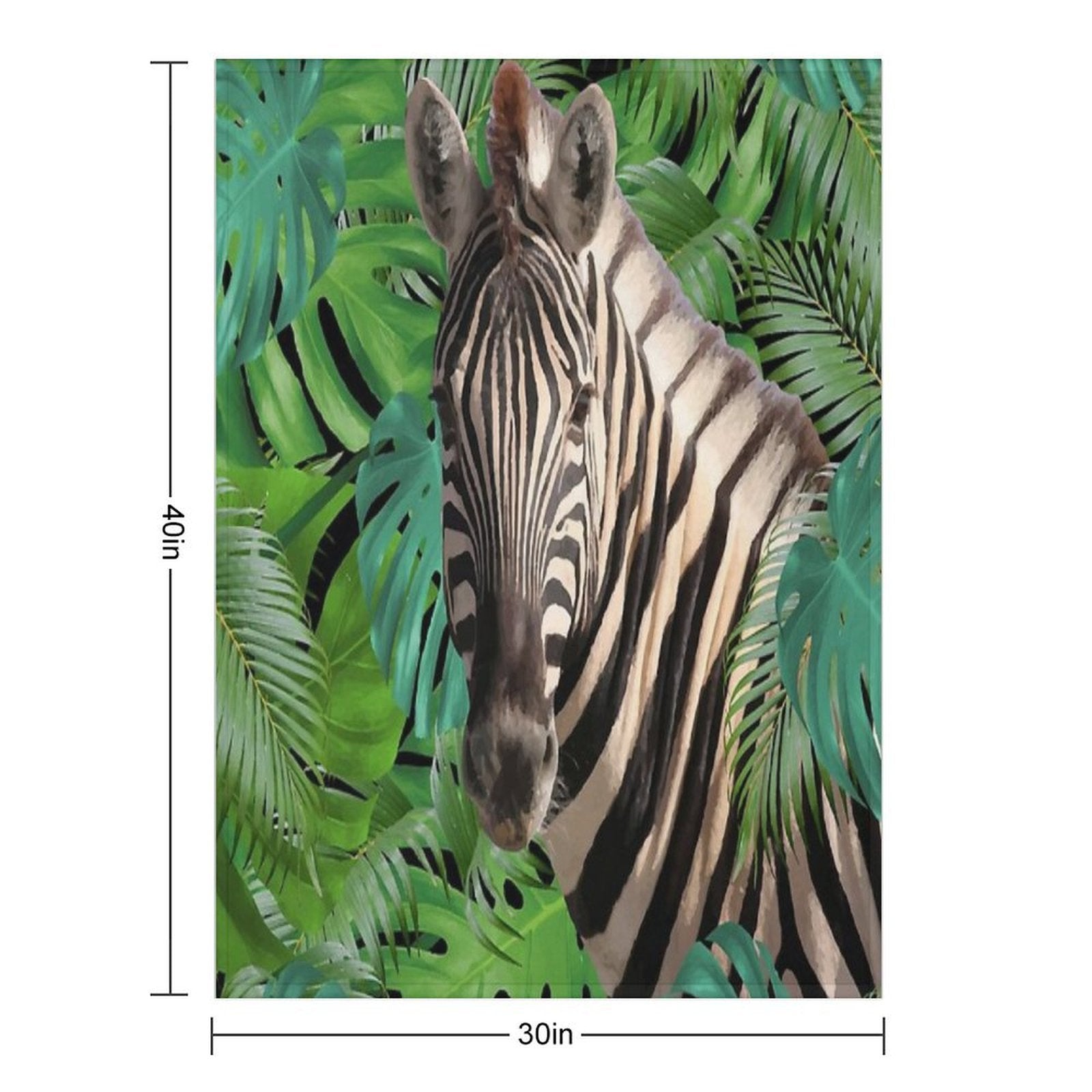 Zebra Jungle Palm Monstera Leaves Gift-ready Throw Blanket