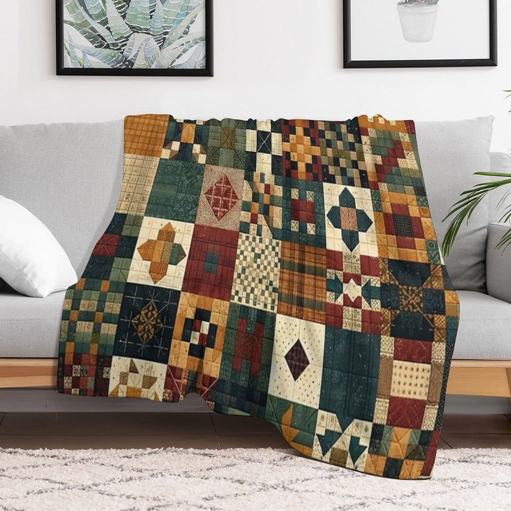 Autumn Patchwork Pattern Premium Throw Blanket