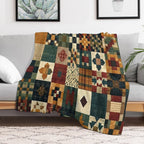 Autumn Patchwork Pattern Premium Throw Blanket