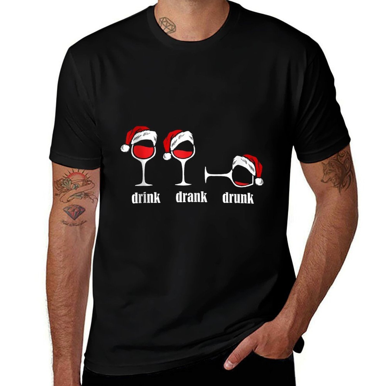 Drink Drank Drunk Wine Glasses Wine Lover Christmas  Lightweight T-Shirt