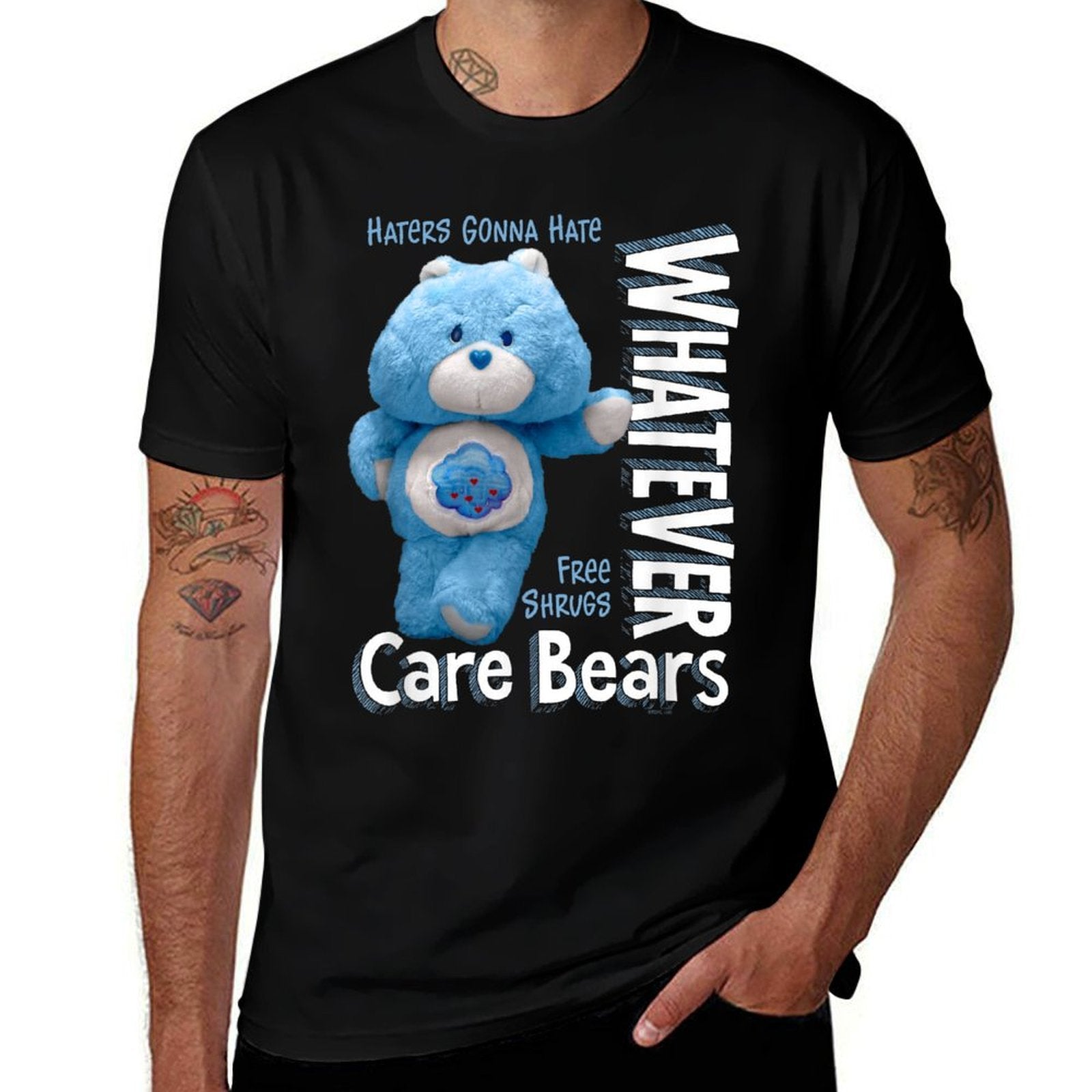Care Bears Whatever Grumpy Bear Toy Cute Cartoon  Ribbed Collar T-Shirt