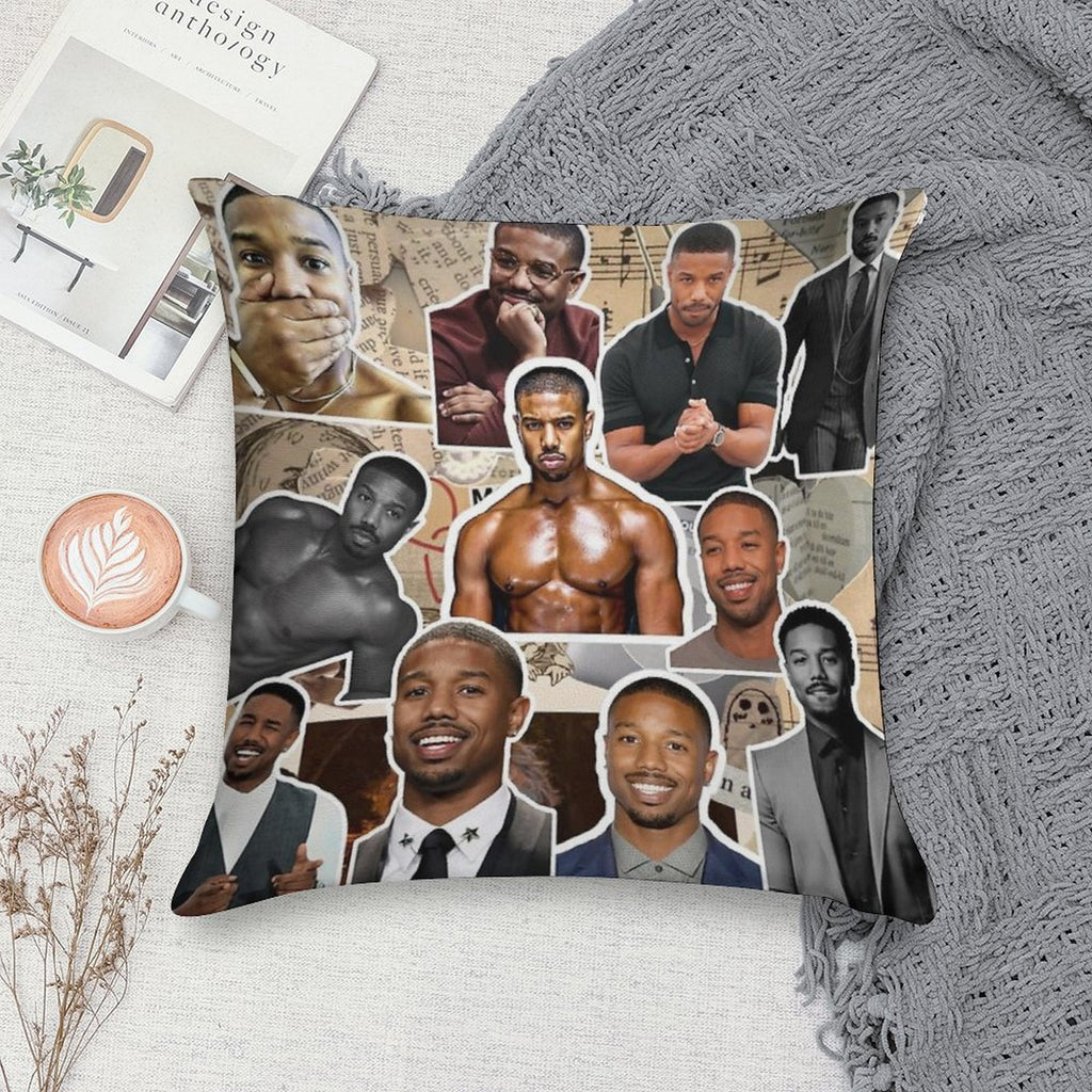 Michael B Jordan Photo Collage Soft Easy Maintenance Throw Pillow