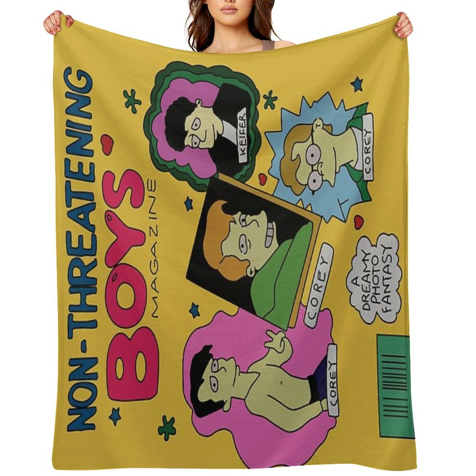 Non-Threatening Boys Magazine Quick-dry Throw Blanket