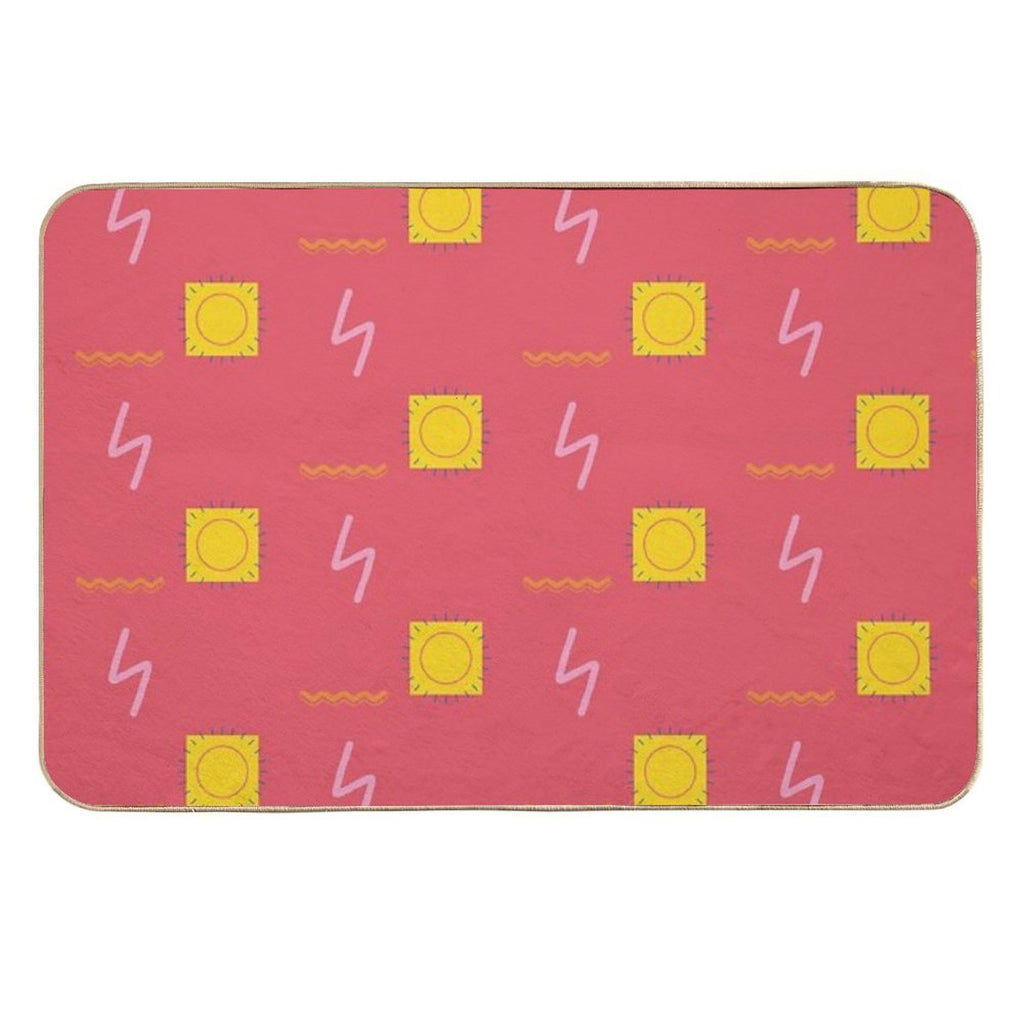Abstract Line Drawing Pattern with Sun  Pet-Safe Bath Mat