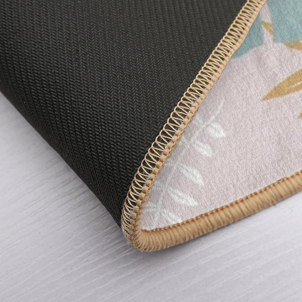 Green And Beige Monstera And Flowers Art  Odorless Bath Mat