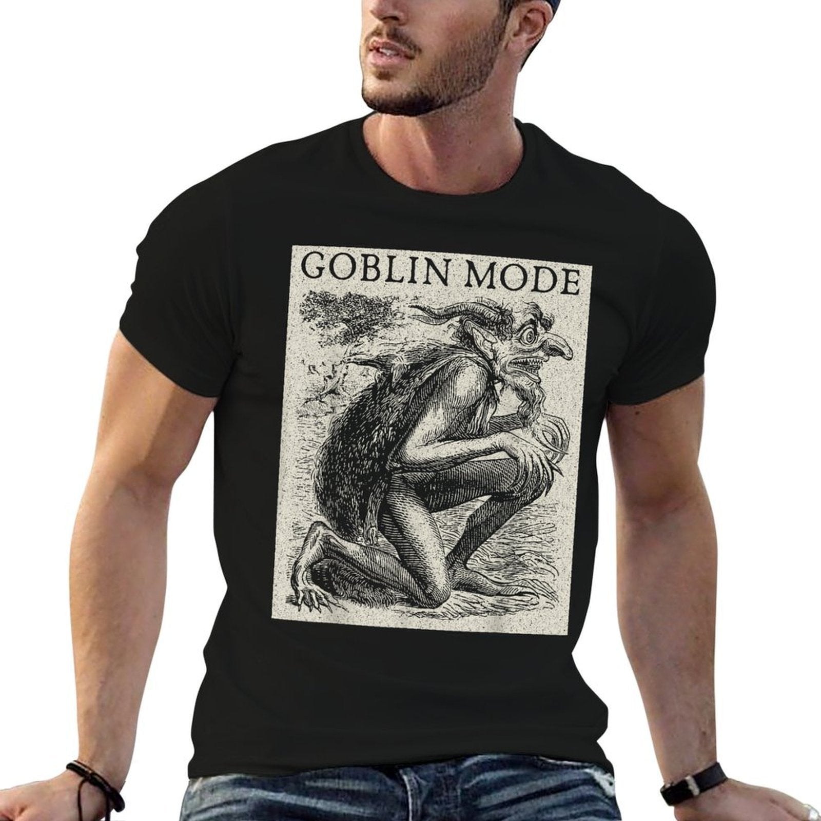 Goblin Mode Goblincore Vintage Aesthetic Funny Off Day Trend  Oversized Silhouette T-Shirt