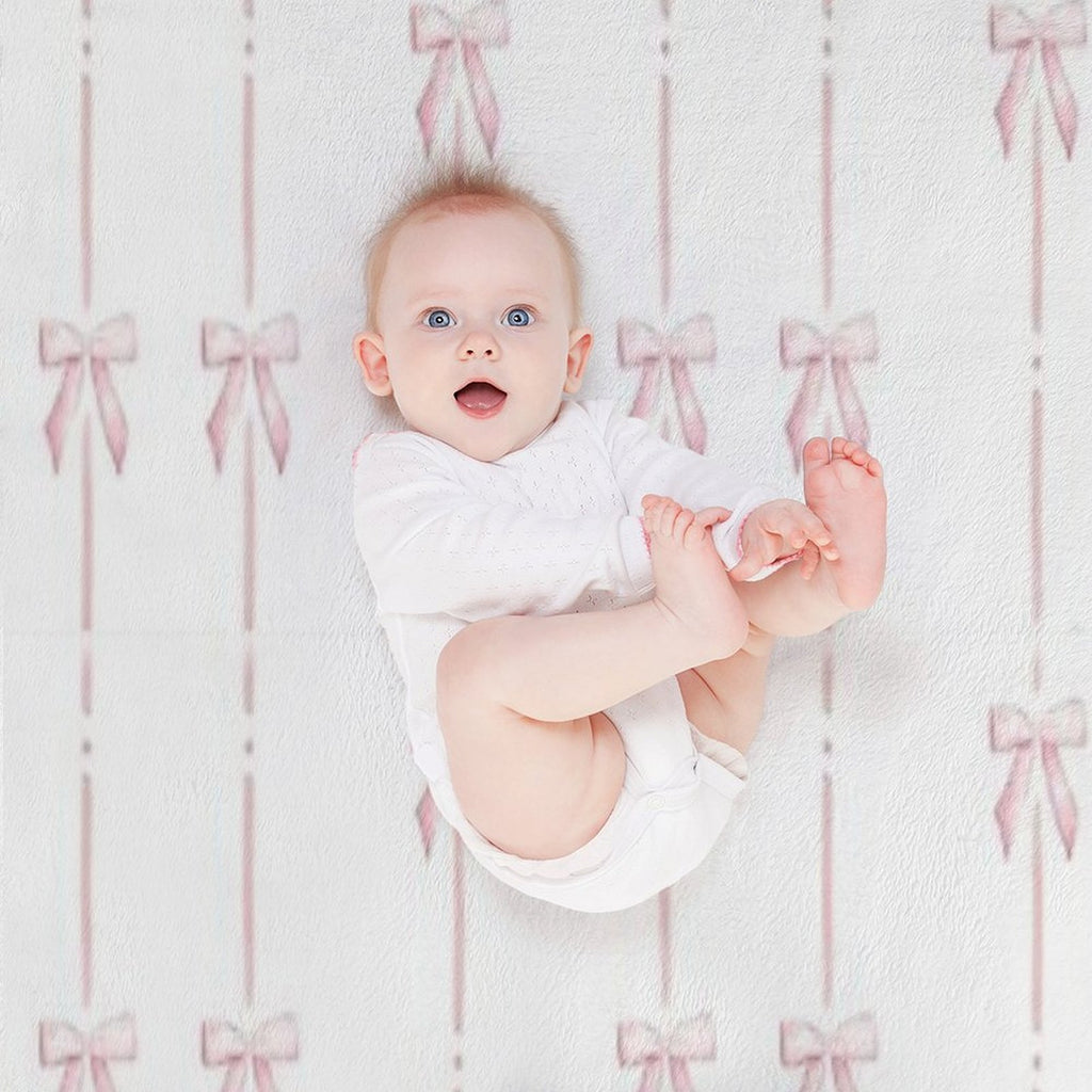 Pink Bow Ribbon Coquette Travel-friendly Throw Blanket