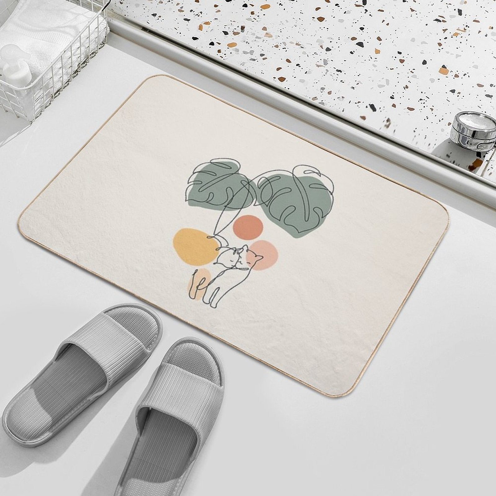 Cat And Plant 36  Multi-Purpose Bath Mat