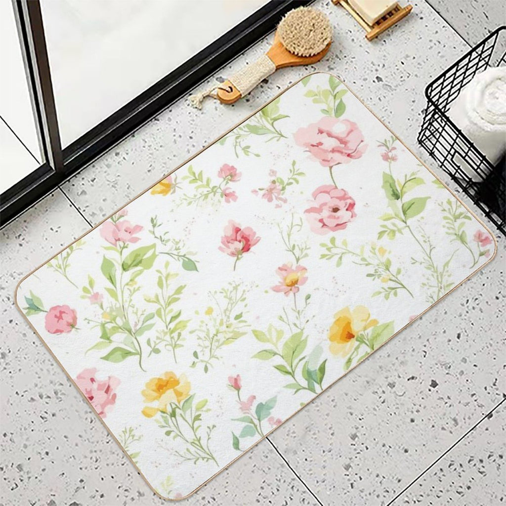 Summer Florals  Easy To Clean Bath Mat