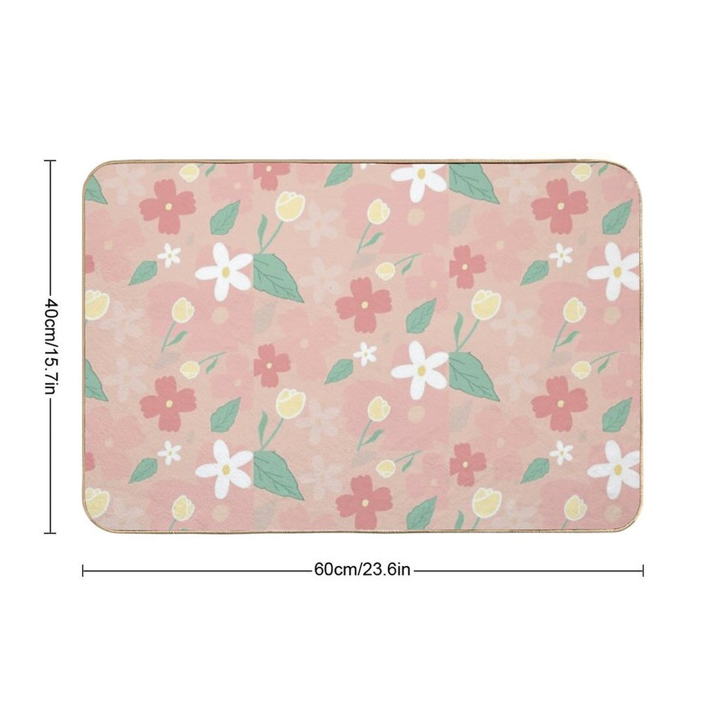 Pink Flowers Durable Bath Mat