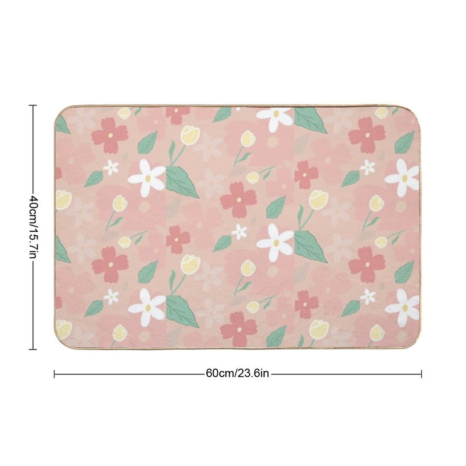 Pink Flowers Durable Bath Mat