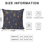Navy Blue & Mustard Yellow Floral Pattern Soft Anti-Pilling Throw Pillow