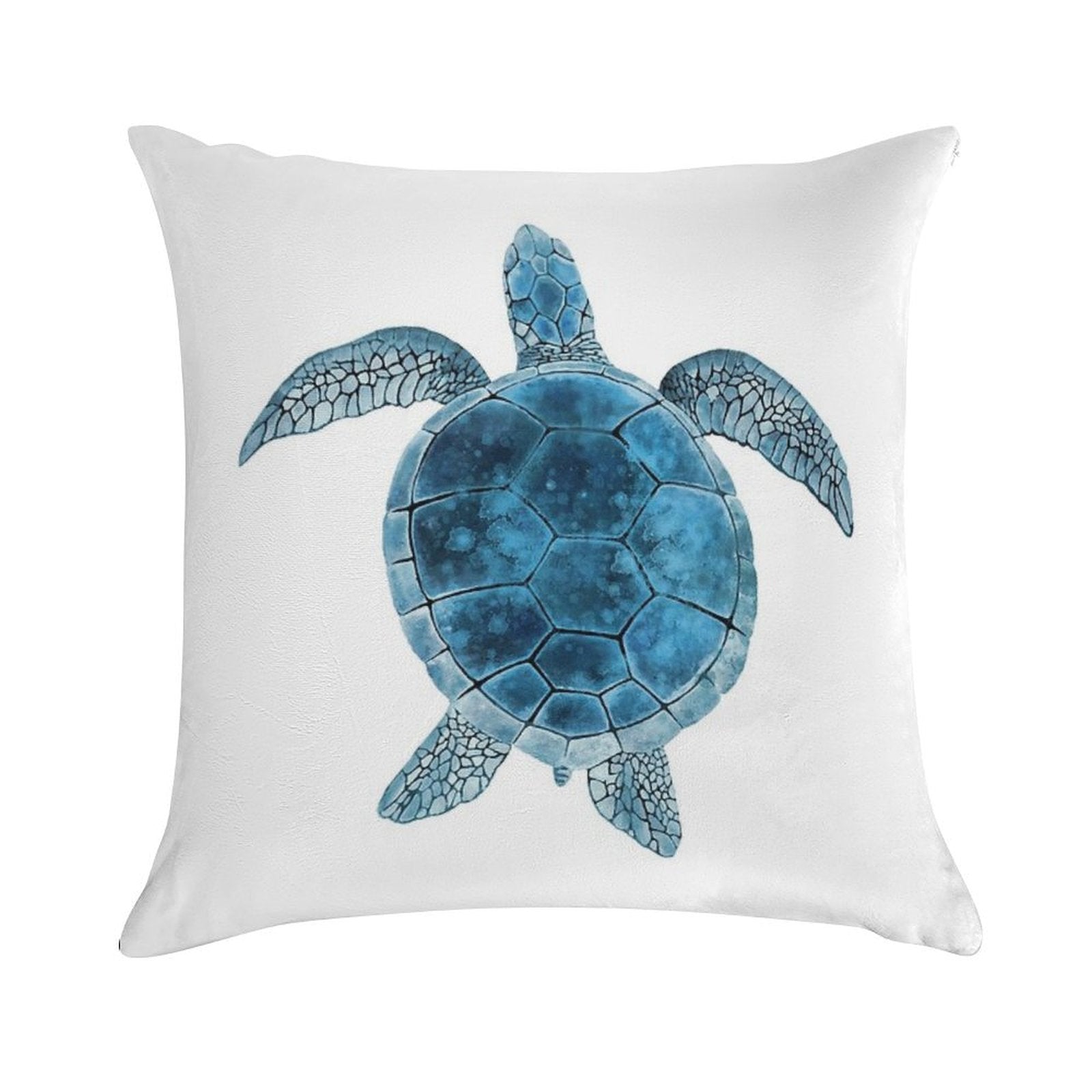 Watercolor Sea Turtle - Turquoise Blue Soft Luxury Feel Throw Pillow