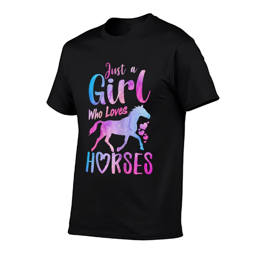 Just A Girl Who Loves Horses Riding Cute Horse Girls Women  Fade-proof Color T-Shirt