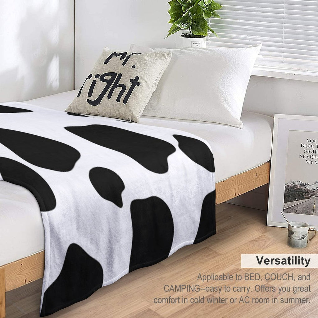 Cow Print Machine-washable Throw Blanket