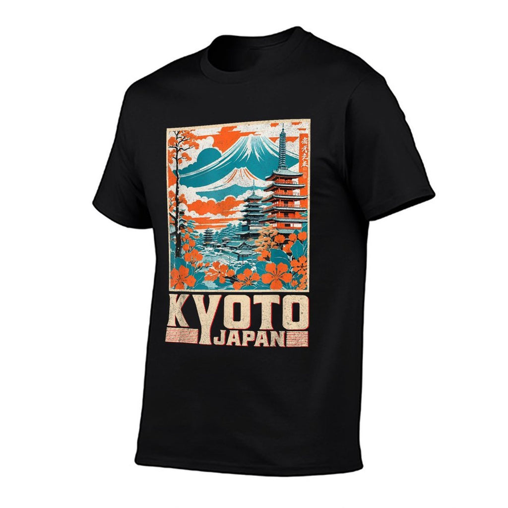 Kyoto Japan City Mt Fuji Vintage Japanese Woodblock Tourist  Soft T-Shirt