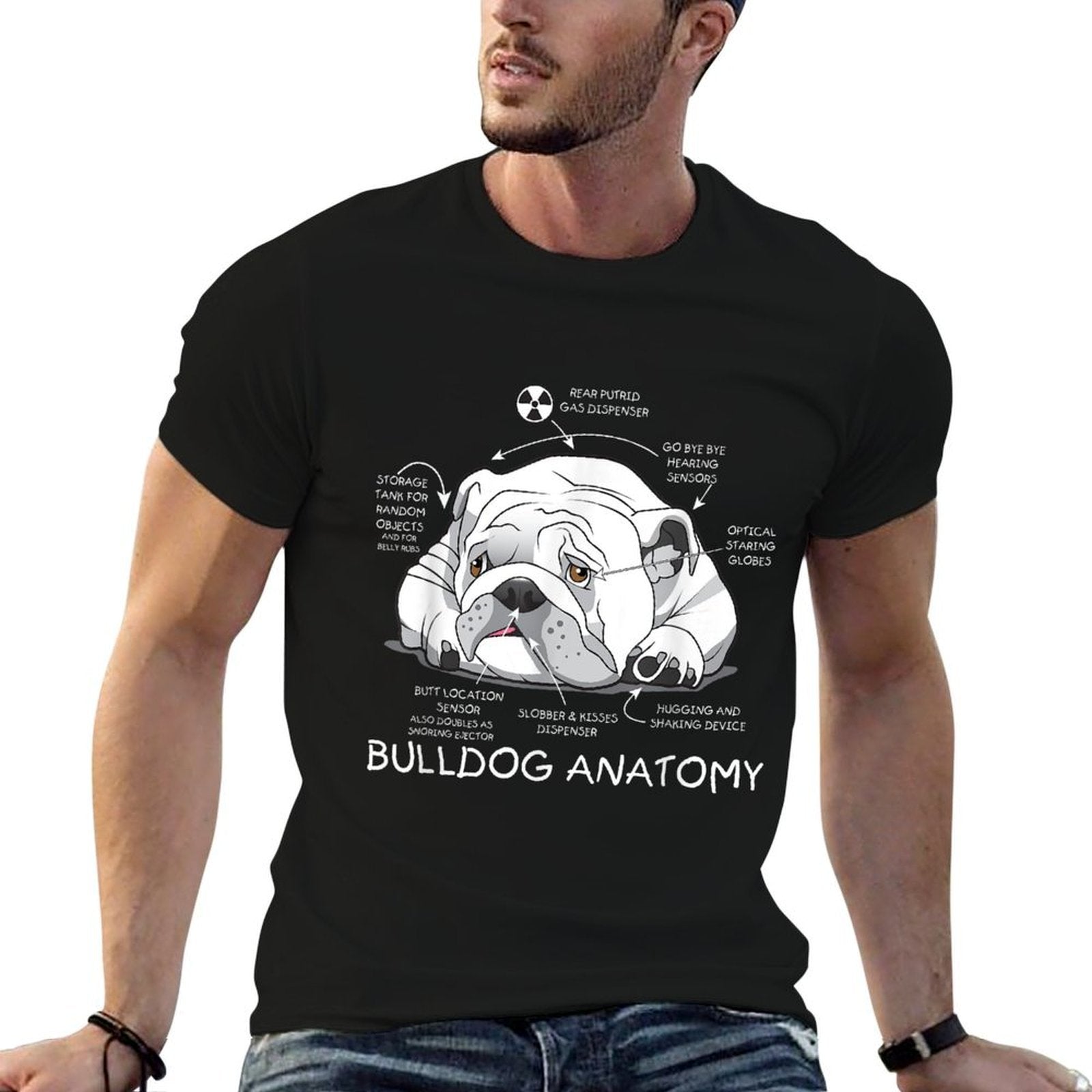 Funny Cute English Bulldog Anatomy Dog Biology Gift for Men Women  Tagless Design T-Shirt