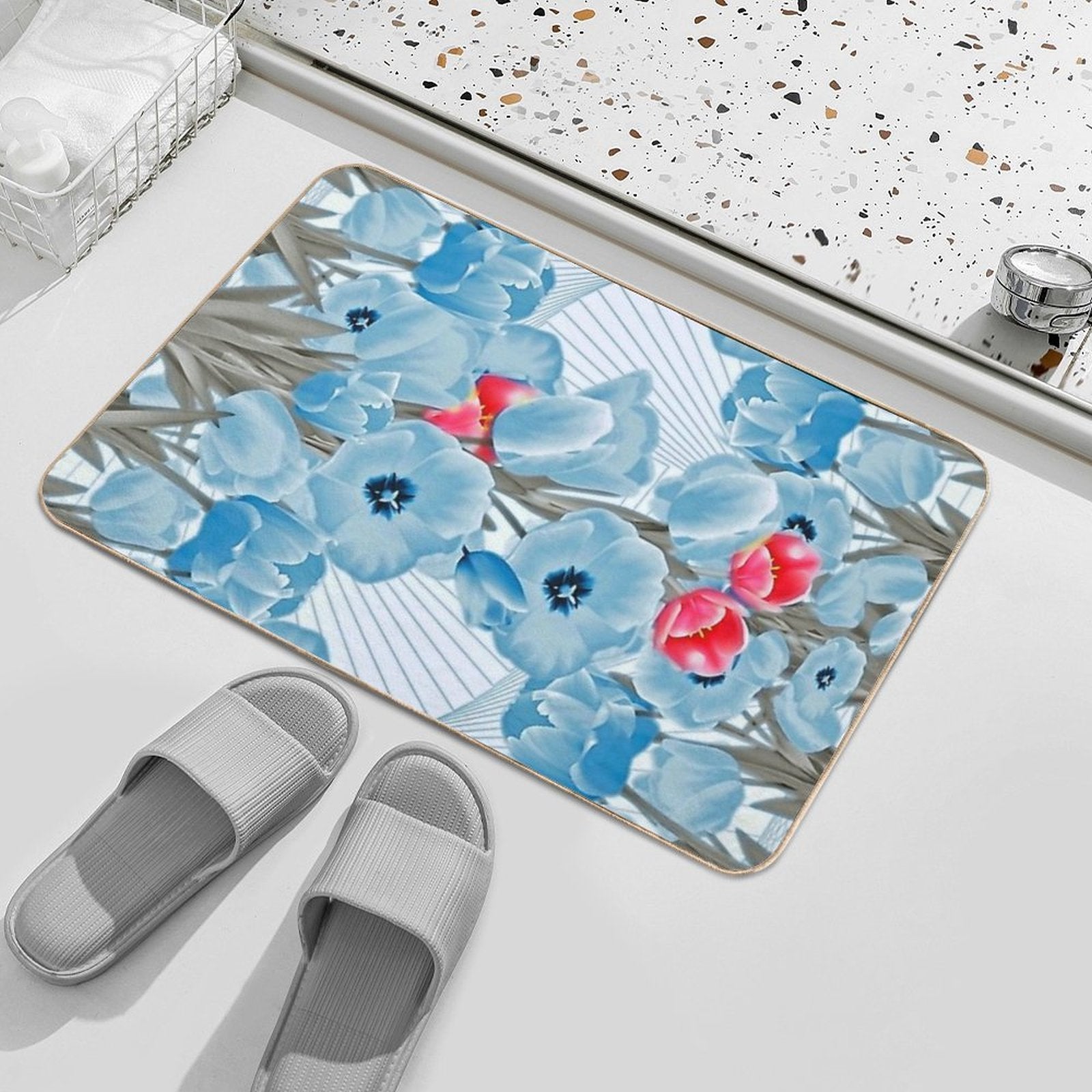 Tulip Blossom Abstract Art Print  Dirt-Trapping Bath Mat