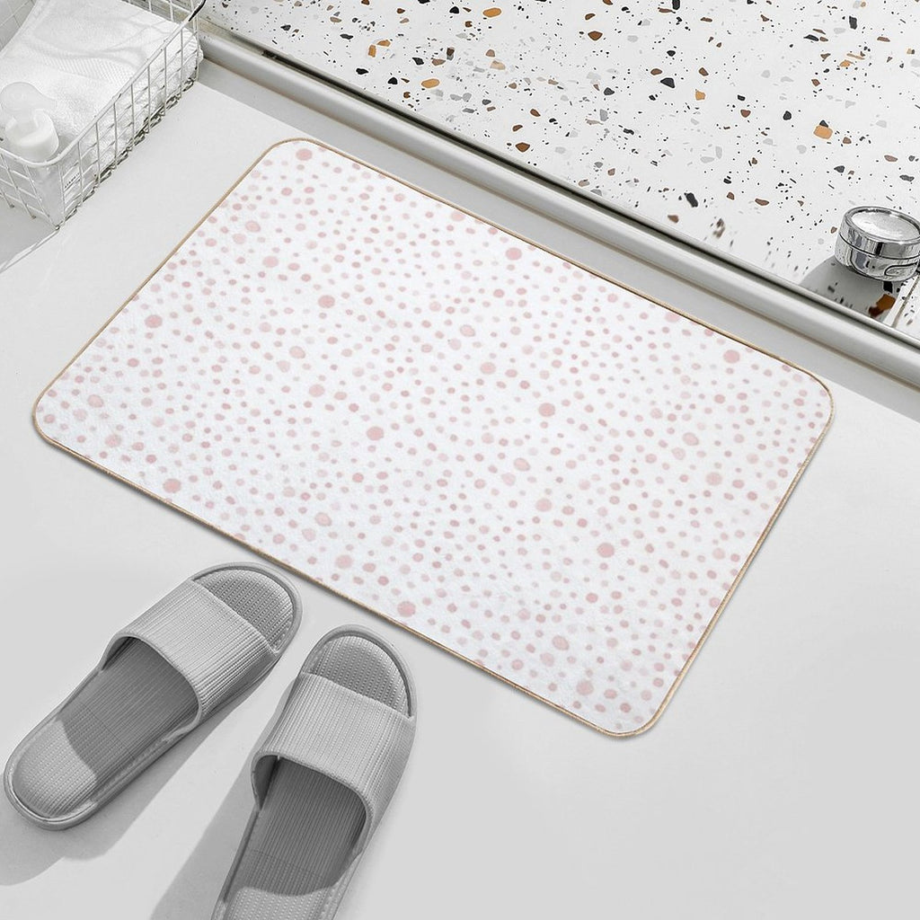 Confetti Watercolor Dots Pattern - Snow + Rose  Fade-Resistant Bath Mat