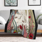 Poppies And Ladybug Machine-washable Throw Blanket