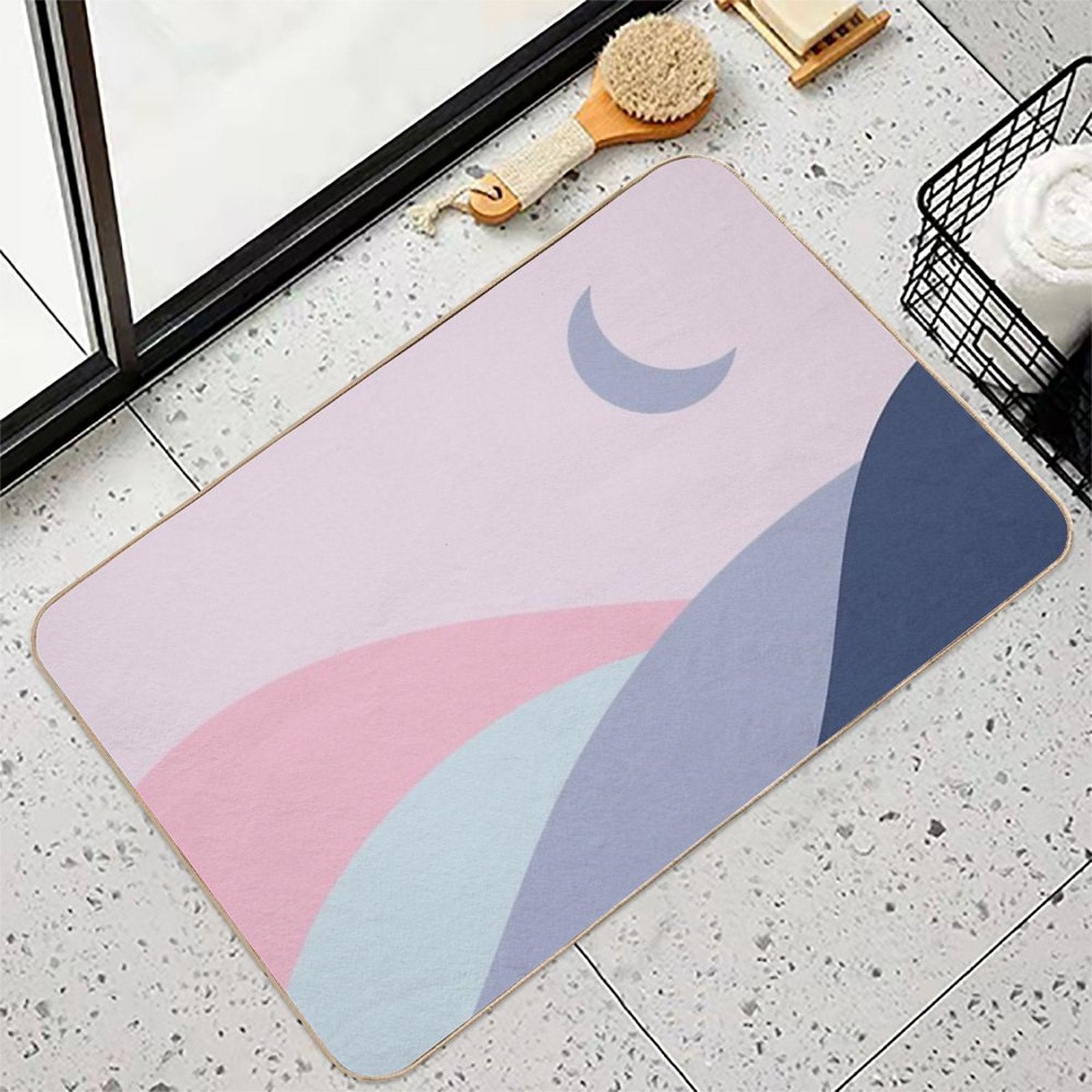 Modern Minimalist Aesthetic Landscape - Pastel  Eco-Friendly Bath Mat