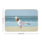 Cute Seagull with Ice Cream by The Sea  Absorbent Bath Mat