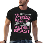 Funny Volleyball Girl with Pretty Face  Easy-care T-Shirt