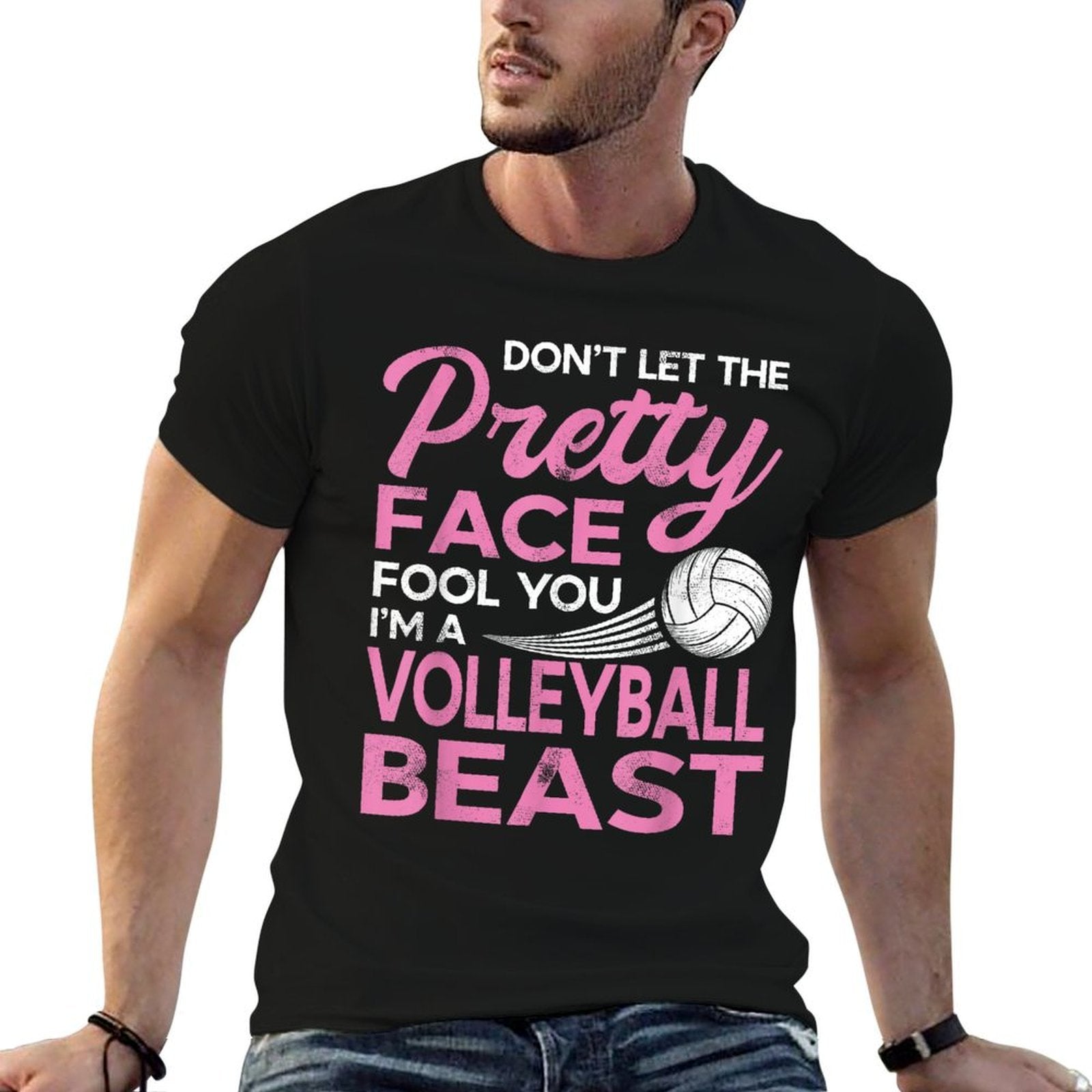 Funny Volleyball Girl with Pretty Face  Easy-care T-Shirt