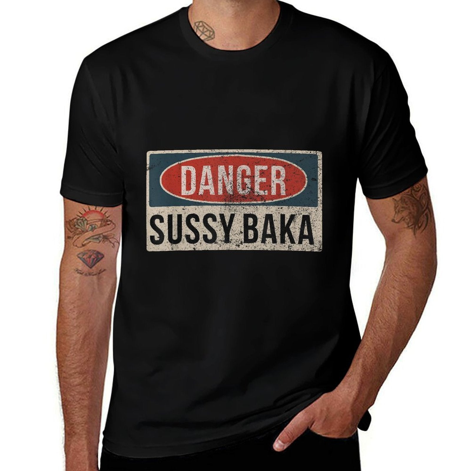 Sussy Baka Danger Sign Funny Gaming Meme  Summer-ready Fabric T-Shirt
