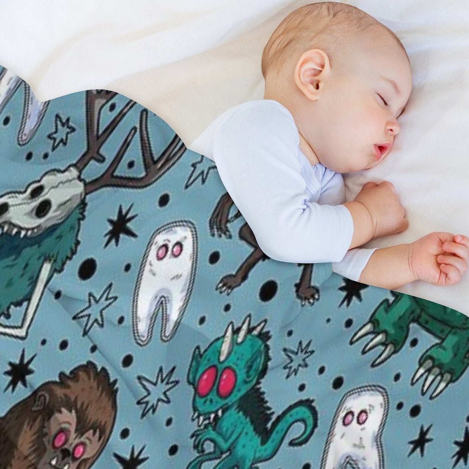 Cryptids Night Light Blue Eco-conscious Throw Blanket