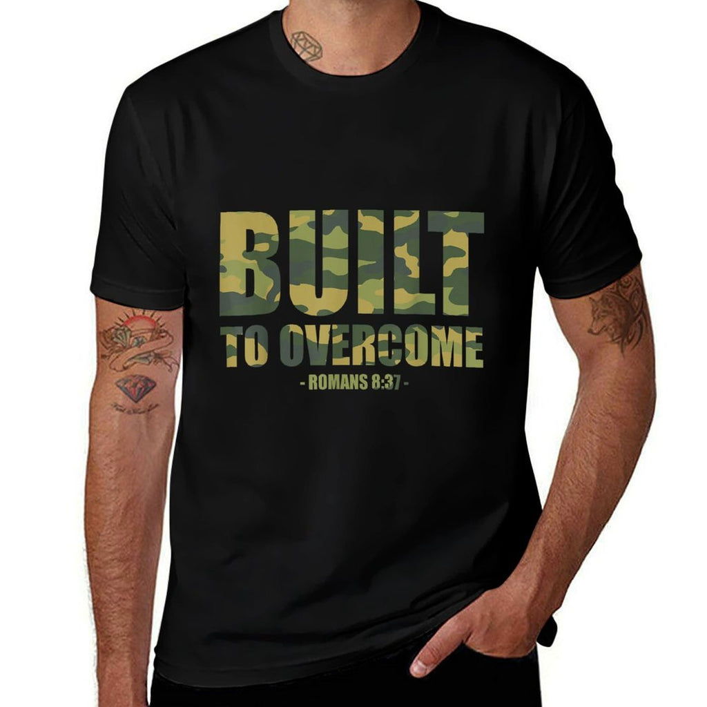 Built to Overcome Christian Men Camo Scripture Gym Workout  Soft T-Shirt