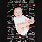 Calendar Formula Race Cars 2025 Named Circuits Sustainable Throw Blanket