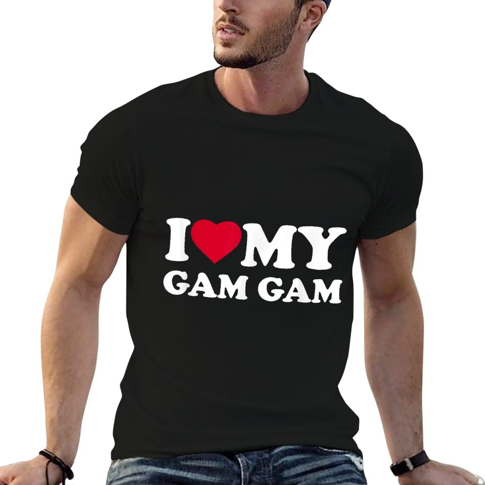 I Love My Gam-Gam I Heart Family Grandma GamGam  Fade-proof Color T-Shirt