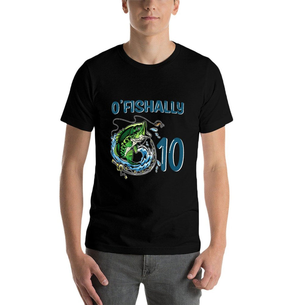 O-Fishally 10 Years Old Fisherman 10th Birthday Fishing  High-quality Stitching T-Shirt