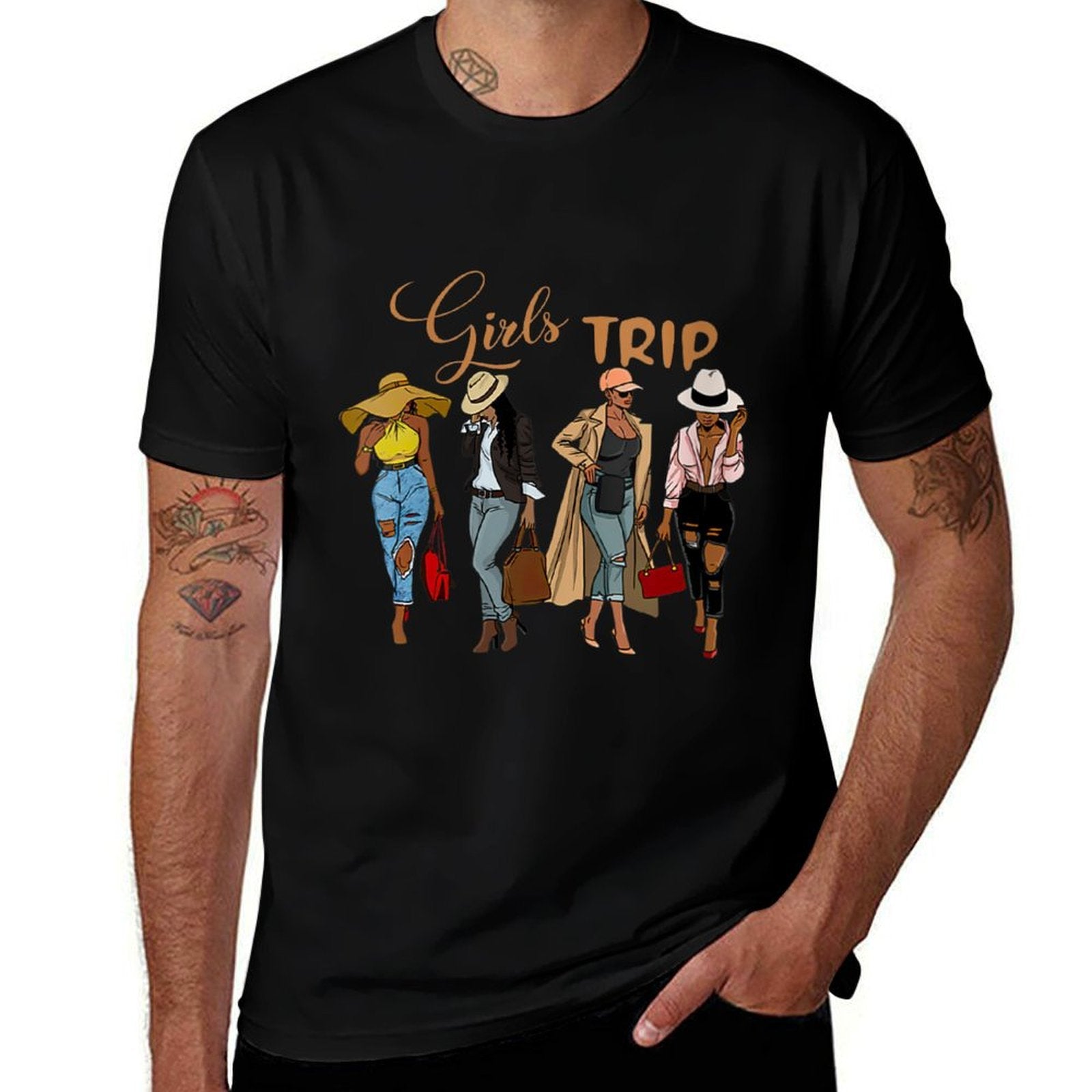 Womens Girls Trip Black Women Queen-Melanin African American Pride  Vintage-inspired T-Shirt