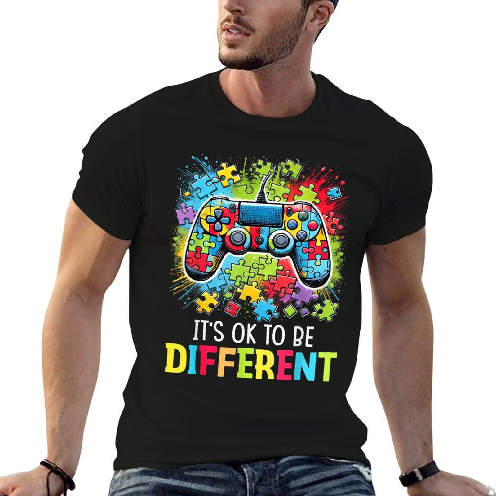 Its Ok To Be Different Video Game Controller Autism  High-quality Stitching T-Shirt