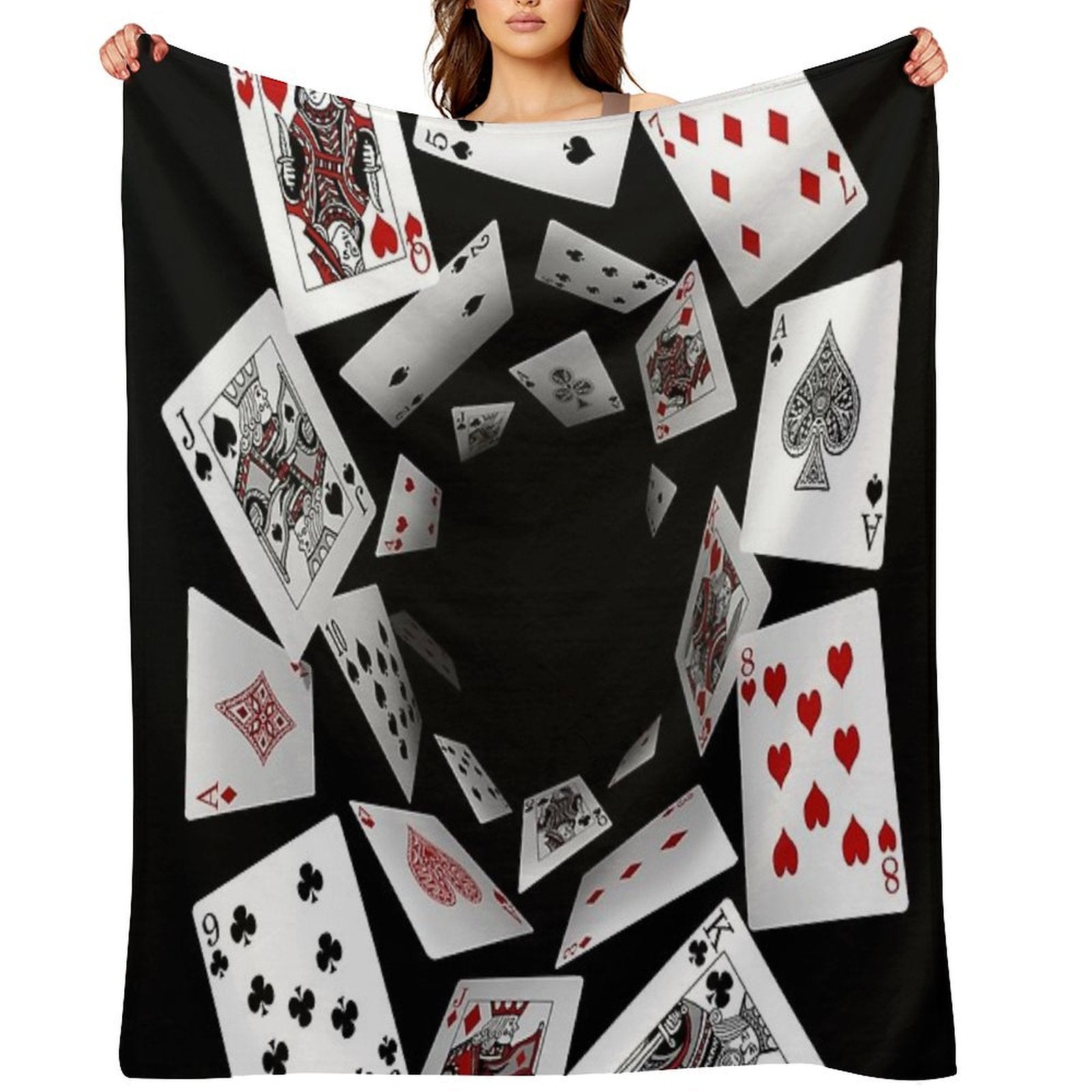 Falling Cards Wrinkle-free Throw Blanket