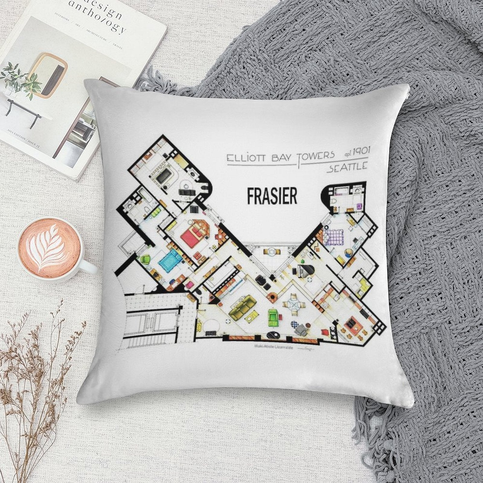 Frasier Apartment Floorplan Soft Ultra-Soft Texture Throw Pillow