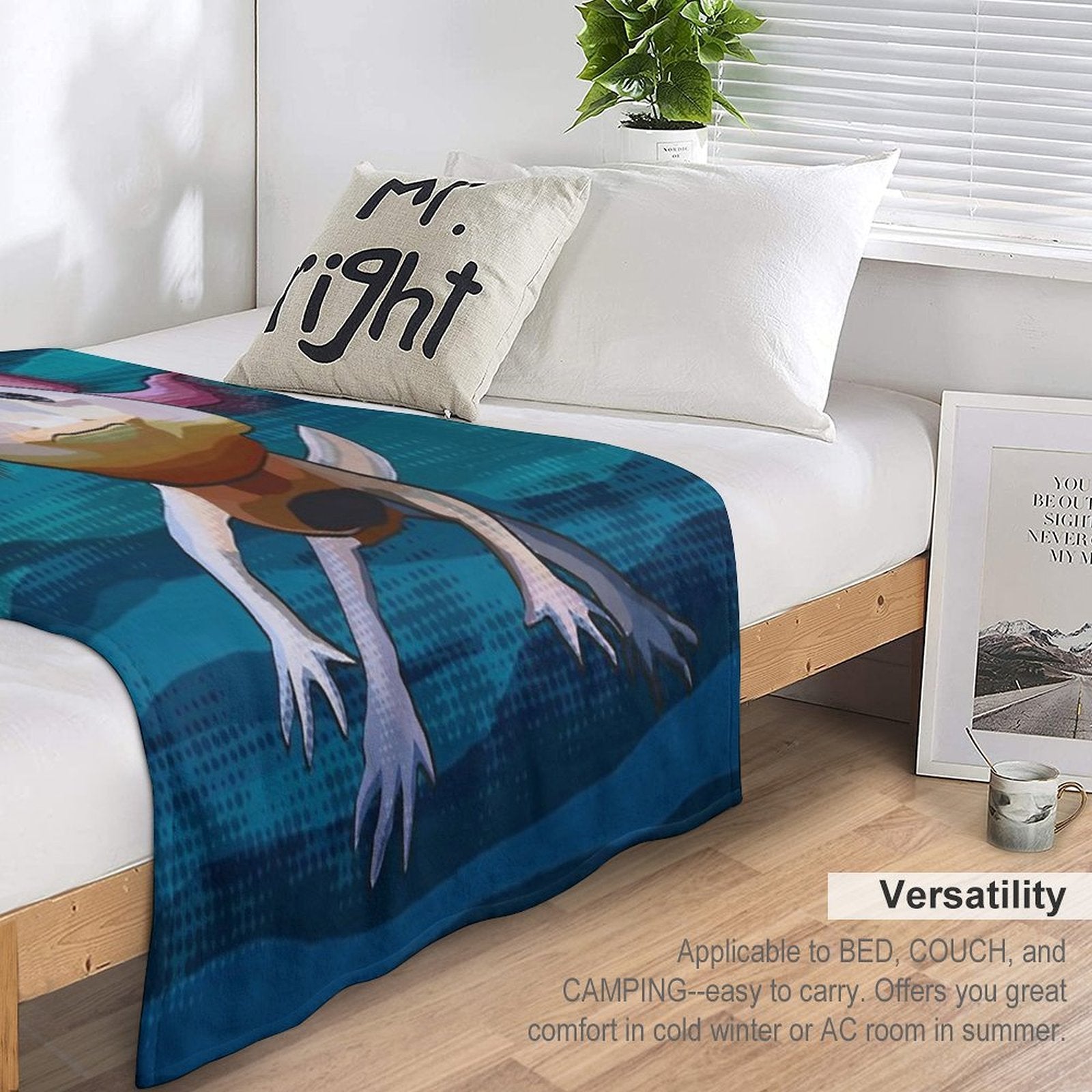 Axolotl with Water Background Machine-washable Throw Blanket