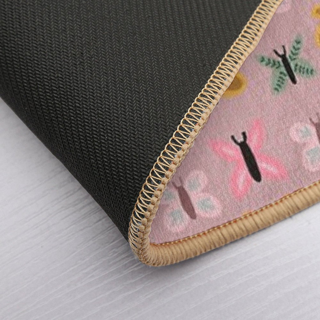 Vintage Pink Butterflies  Fade-Resistant Bath Mat