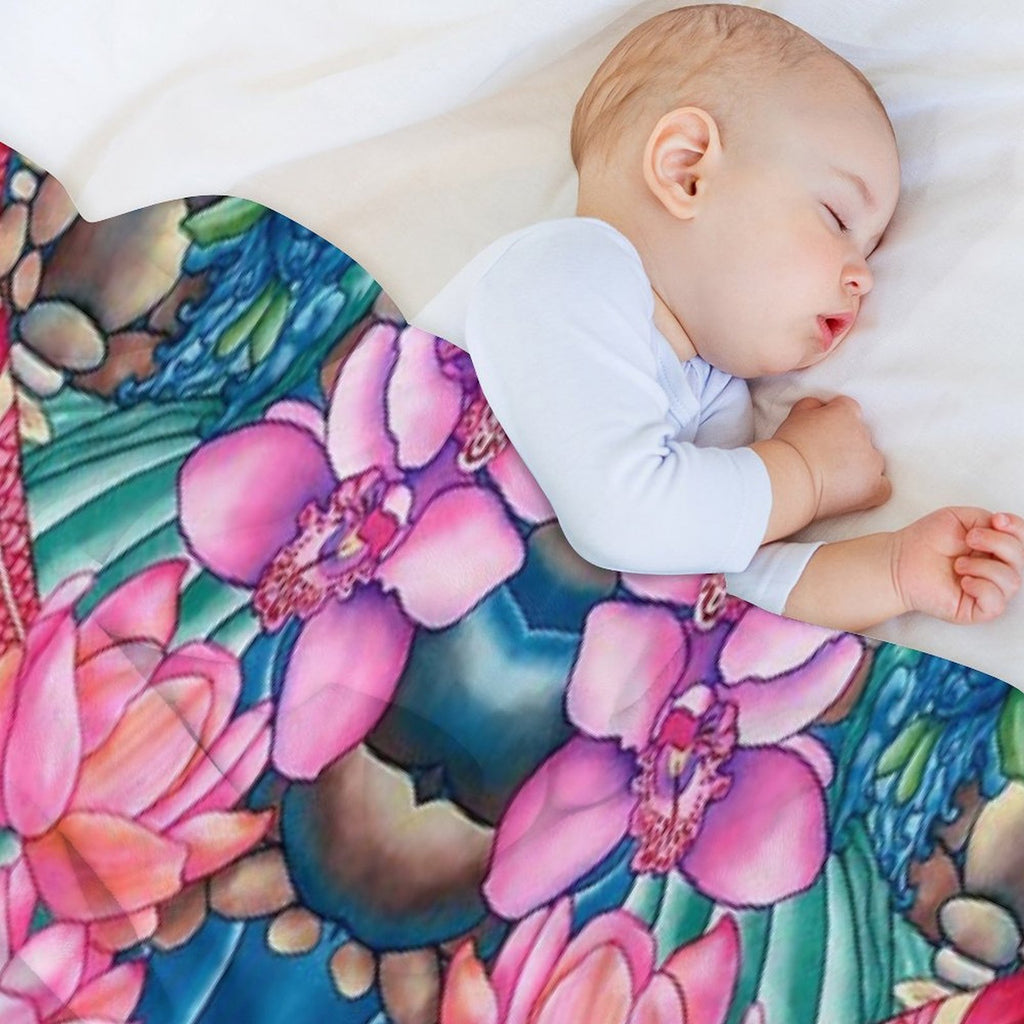 Koi Pond Shrink-resistant Throw Blanket