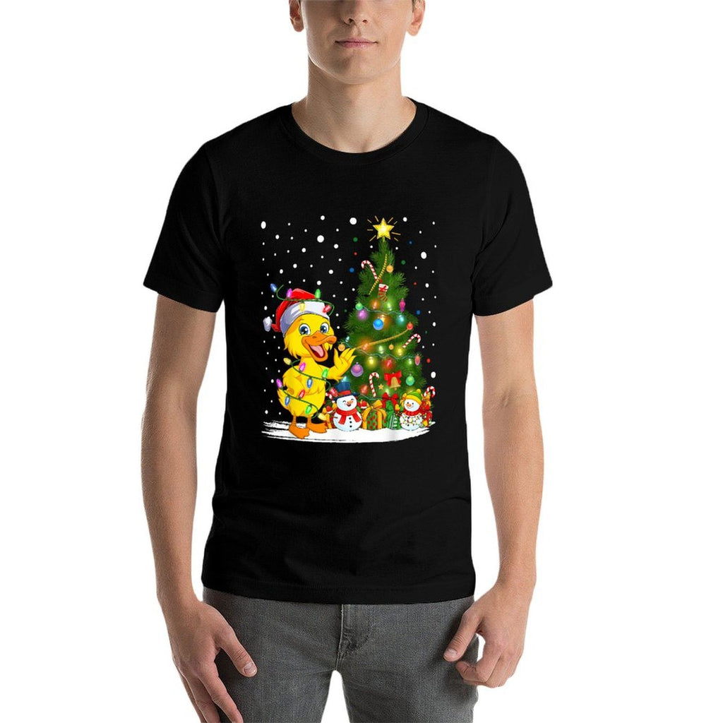Duck Xmas Tree Lighting Santa Duck Christmas  Moisture-wicking T-Shirt