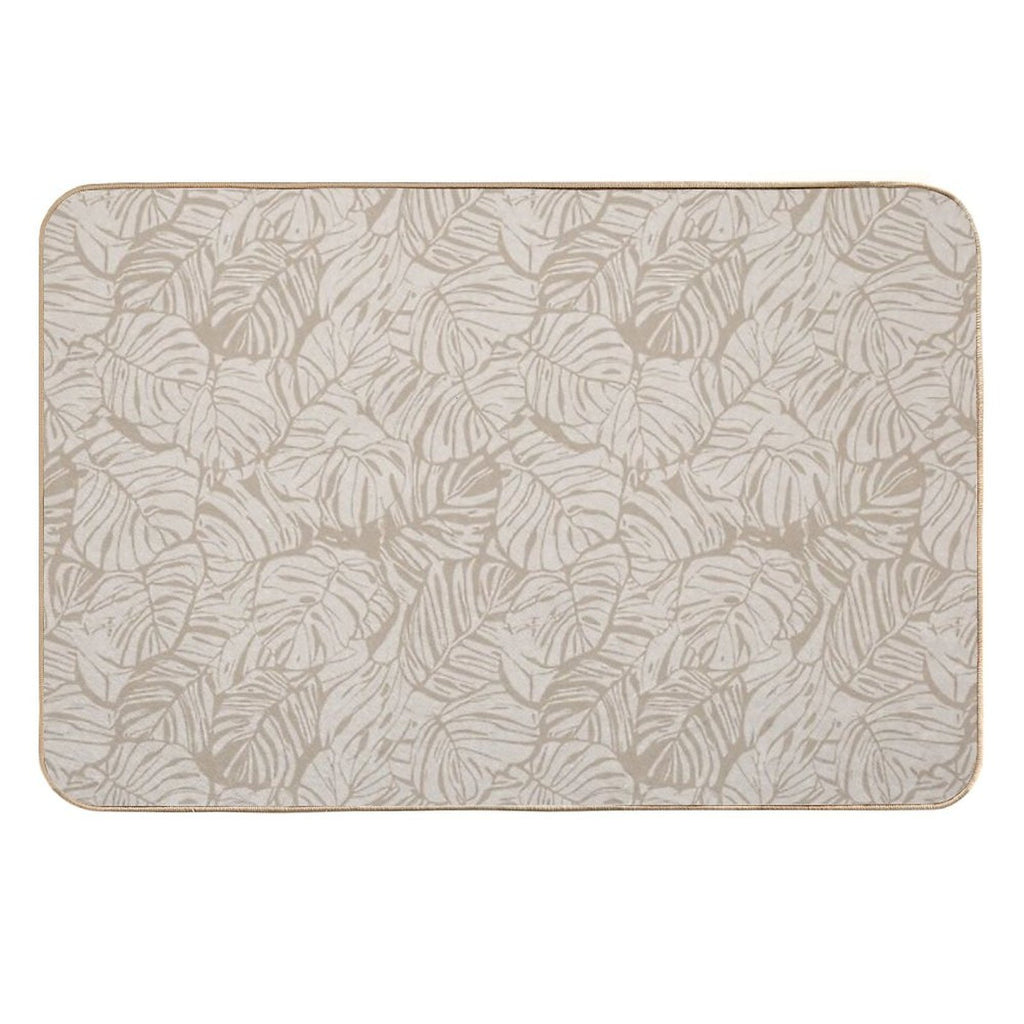 Monstera Moderna Neutrals Beige And Taupe  Fade-Resistant Bath Mat