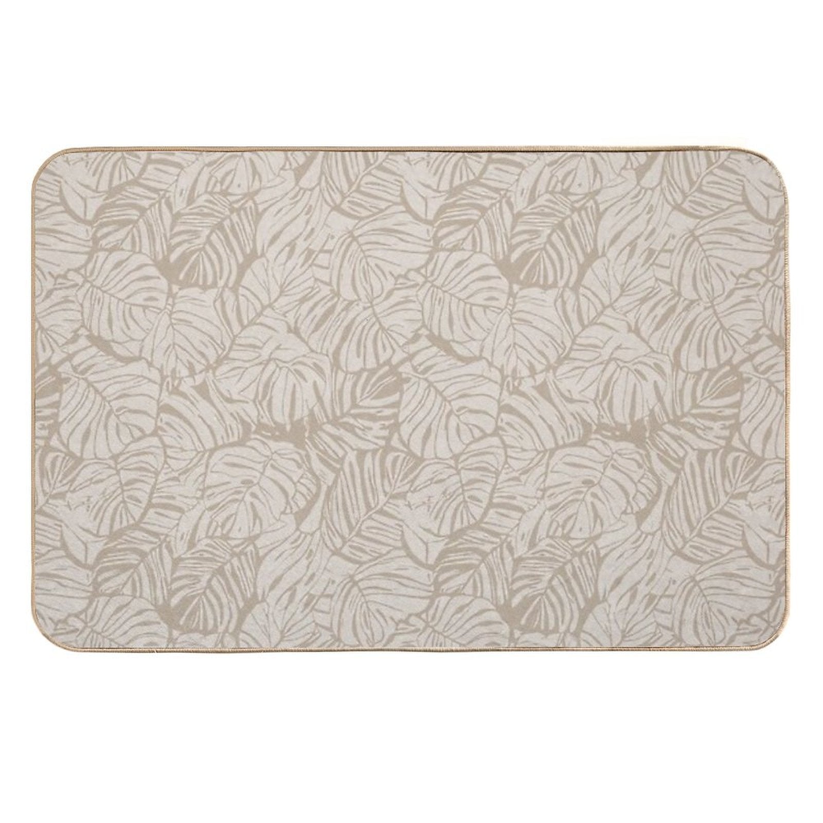 Monstera Moderna Neutrals Beige And Taupe  Fade-Resistant Bath Mat