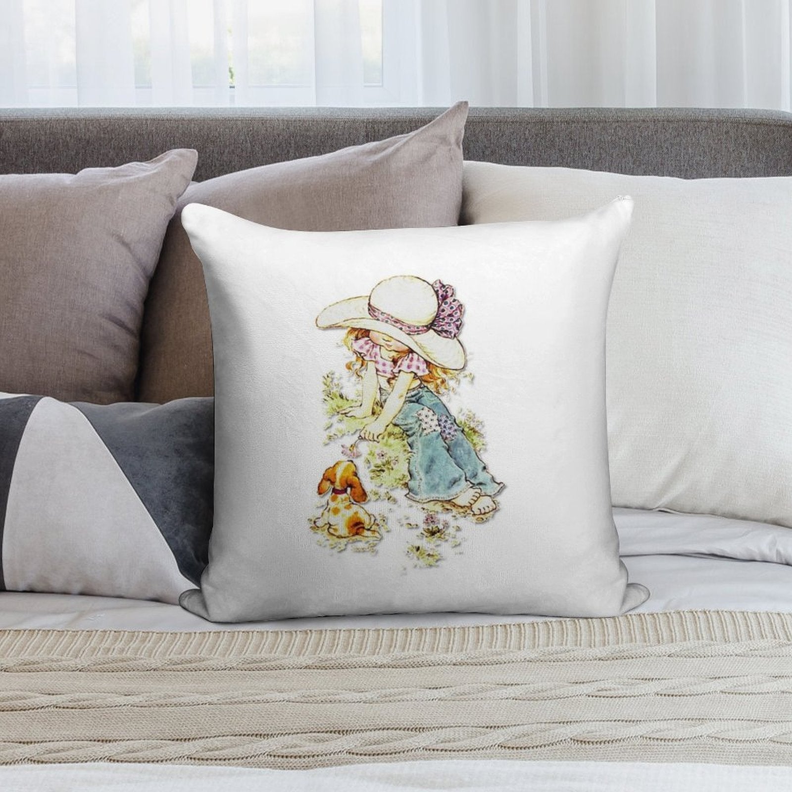 Sarah Kay with Puppy Soft Style Accent Throw Pillow